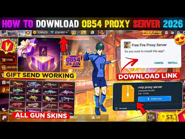 HOW TO DOWNLOAD PROXY SERVER IN FREE FIRE, HOW TO USE PROXY SERVER IN FREE FIRE, VIP PROXY SERVER