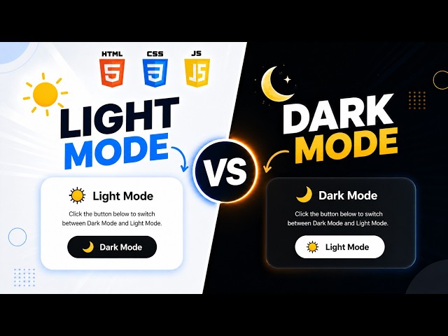 One Click Dark & Light Mode | HTML CSS JavaScript (Dark & Light Mode ) #coding #viral