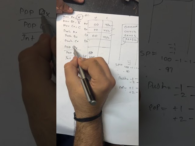 Push Pop and Register Manipualtion Question 2, EMu8086 Computer Organisation and Assembly language
