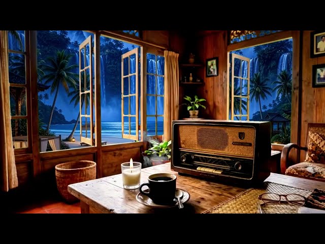 1940s Jazz Radio 🎷 Tropical Waterfall Ambience in Java  Vintage Swing Jazz for Relaxing