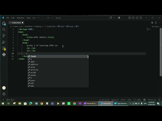 Day 1 of learning HTML