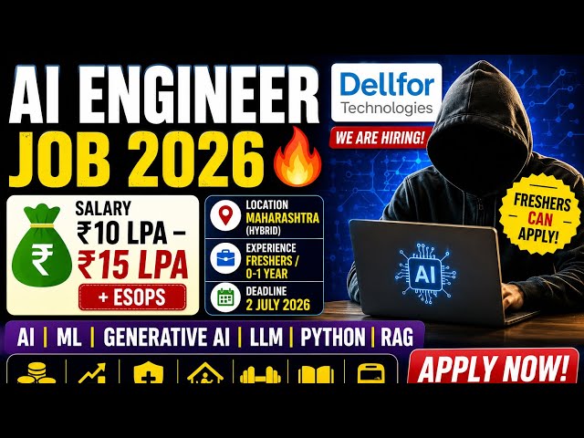 AI Engineer Job 2026 🔥 ₹15 LPA Salary | Freshers Can Apply | Dellfor Technologies Hiring