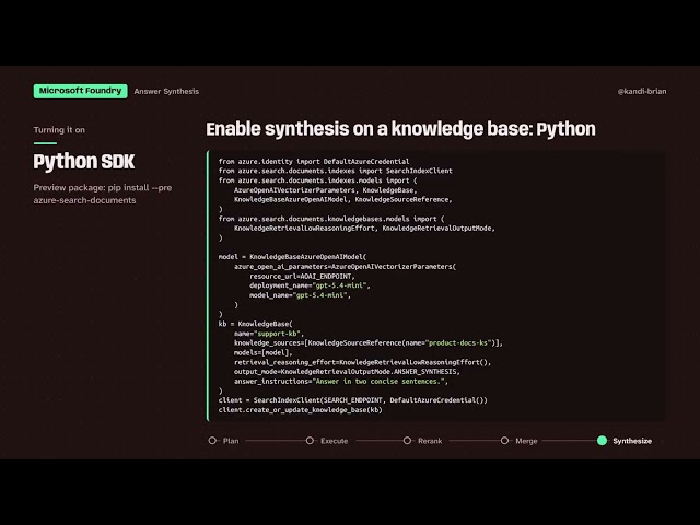 Configuring & Enabling Answer Synthesis with REST API & Python SDK