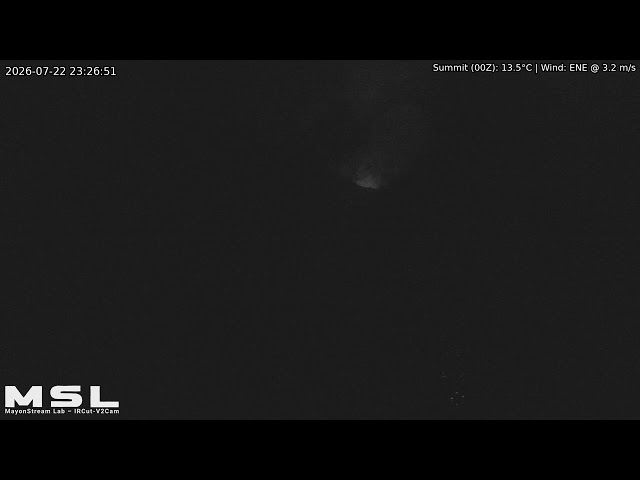 🔴 LIVE: Mayon Volcano Eruption, PH (SSW view) [RPi ircut-v2cam] 11:30 Jul-22-2026 (PST)