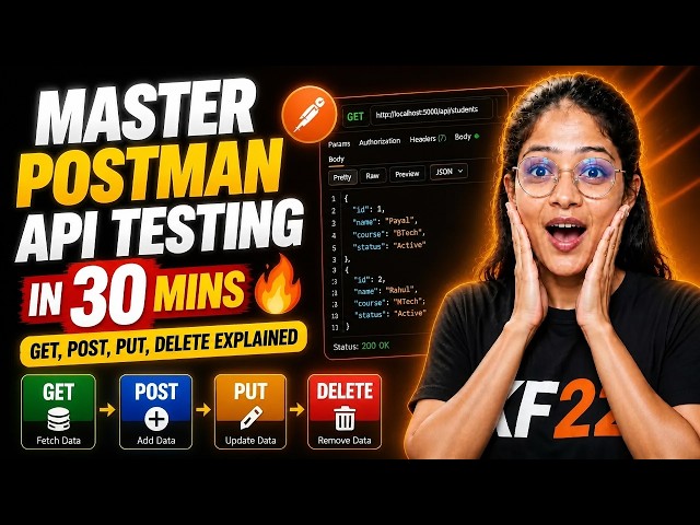Master Postman API Testing in 30 Mins 🔥 | GET, POST, PUT, DELETE Explained