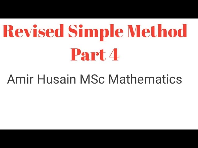 Revised Simplex method