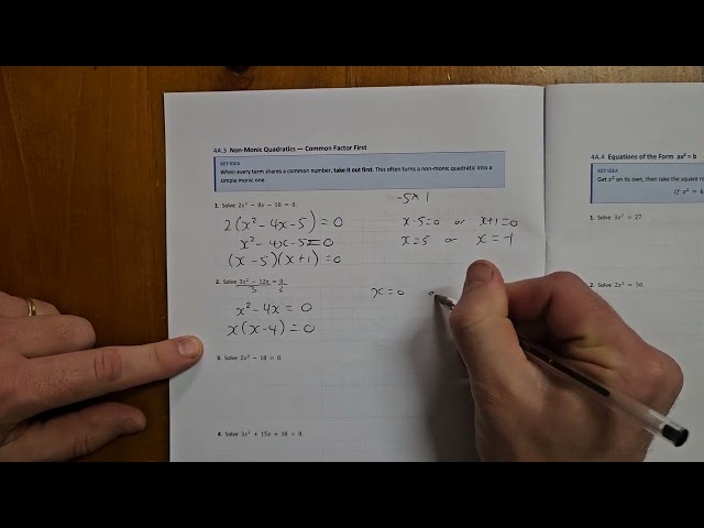 4A.3 Solving Quadratic Equations by removing a common factor