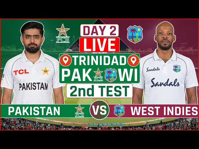 Pakistan vs West Indies 2nd Test Live Score | PAK vs WI 2nd Test Day 2 Live Audio Commentary