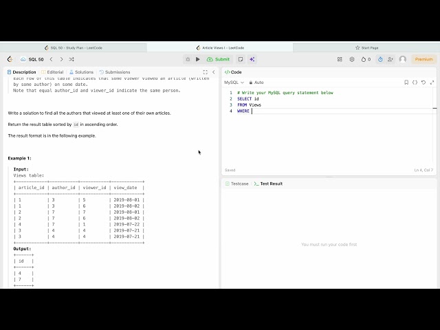 4. SQL Leetcode | Article Views I