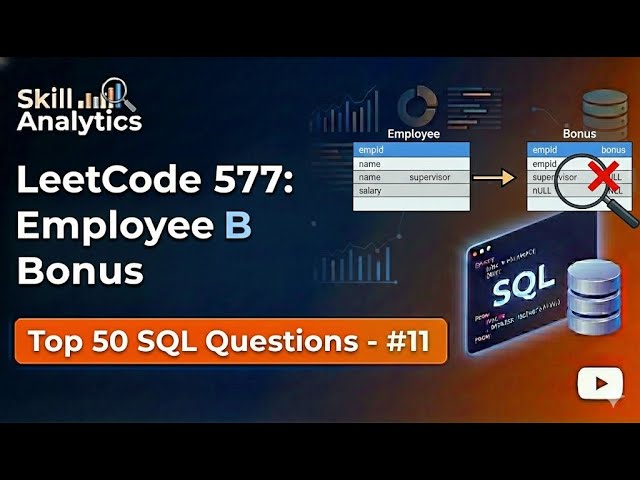 LeetCode SQL Top 50 – Question 11 | LEETCODE 577 | employee bonus | SQL QUESTIONS Explained