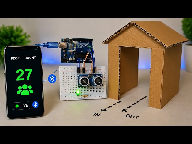 People Counter Using Arduino & Ultrasonic Sensor | Entry Detection Project | Arduino UNO