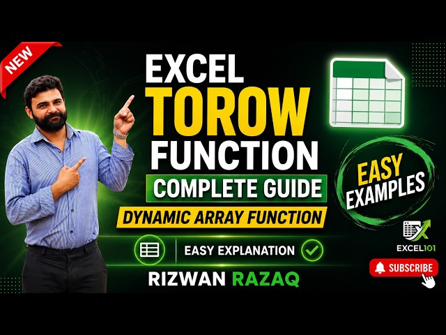 Excel TOROW Function | Complete Guide With Examples | Excel 101 | Rizwan Razaq