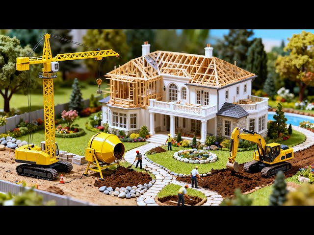 Building a Miniature American-Style Garden Mansion | Full Crafting Process