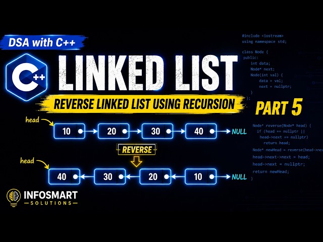 Reverse a Linked List Using Recursion | C++ DSA Tutorial | Part 5