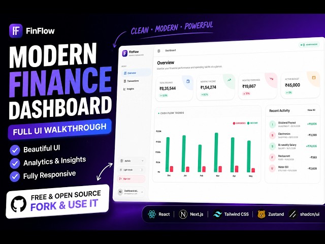 Modern Finance Dashboard UI 🔥 | React + Tailwind | Shadcn UI | Beyond Zero