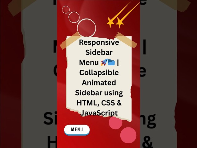 Responsive Sidebar Menu 🚀📂 | Collapsible Animated Sidebar using HTML, CSS & JavaScript