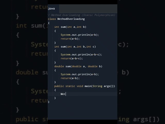 Method Overloading Program in Java | OOPs Concepts | Polymorphism | Core Java Code | Coding in java
