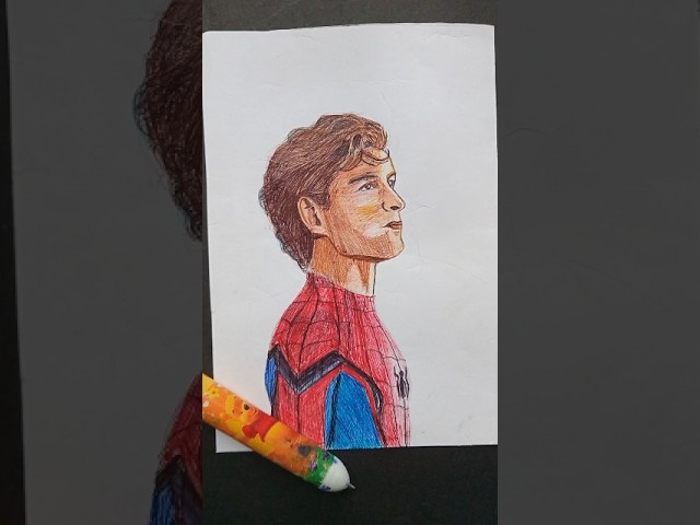 spider man drawing with multicolour pen 🕷️🕸️❤️