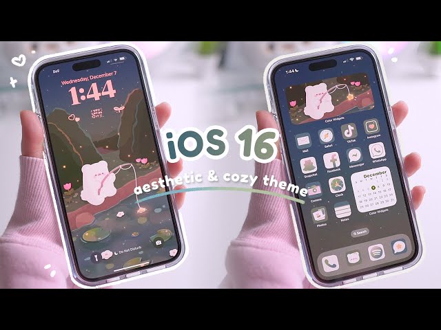 aesthetic + cozy forest iOS 16 theme 🌷 | customize with me, iphone 14 pro max 🌱💕