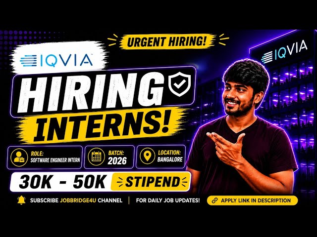IQVIA  Hiring Software Engineer Intern 2026 | Freshers Internship | ₹30K–₹50K Stipend | Apply Now