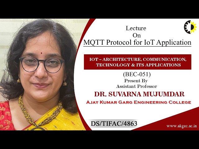 MQTT PROTOCOL FOR IOT APP | IOT–ARC, COMM, TECH & ITS APP | LECTURE 03 BY MS. SUVARNA MUJUMDAR | AKG