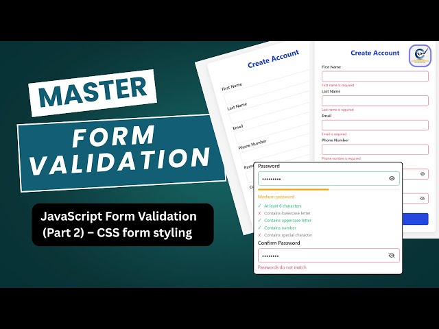 Stylish HTML Form with CSS 🎨 | JavaScript Form Validation Part 2 💻 | Modern Web Dev