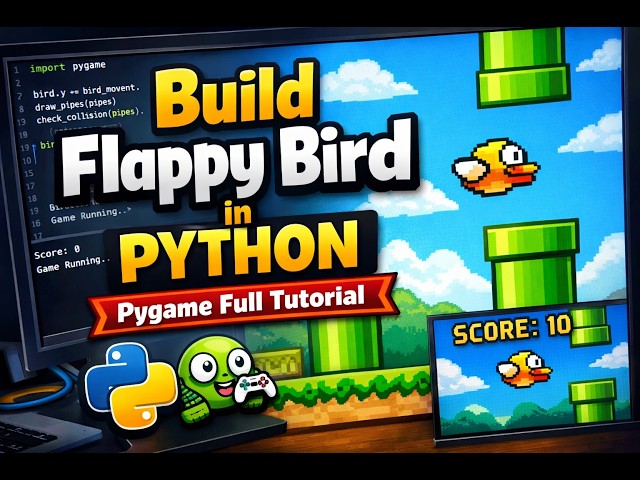 “Build Flappy Bird in Python (Full Tutorial) 🐦 | Pygame Beginner Project”