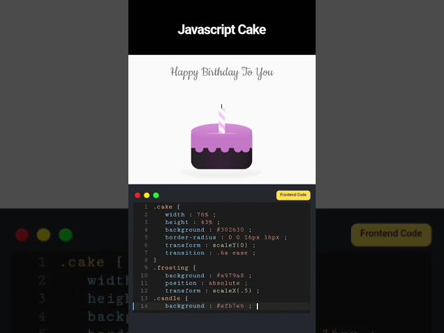Create Birthday Cake Animation Using JavaScript | Full Stack Web Development #shorts #javascript