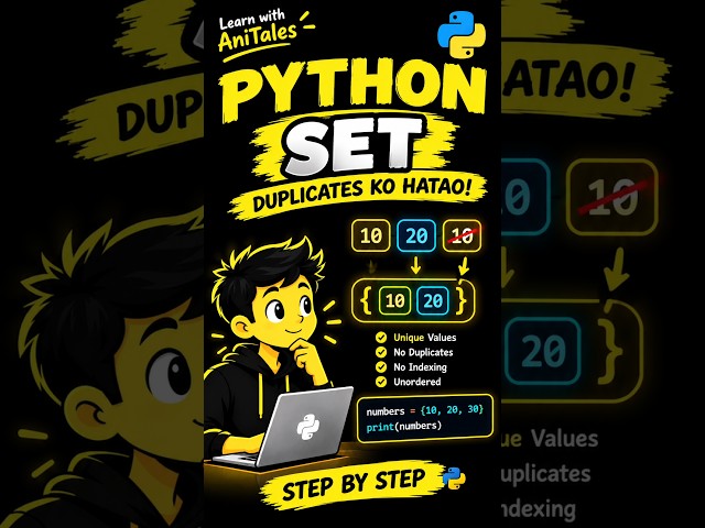 🐍 Python Set in 30 Seconds! 🔥 | Duplicates Remove Karo | Python in Hindi #Shorts #pythontricks