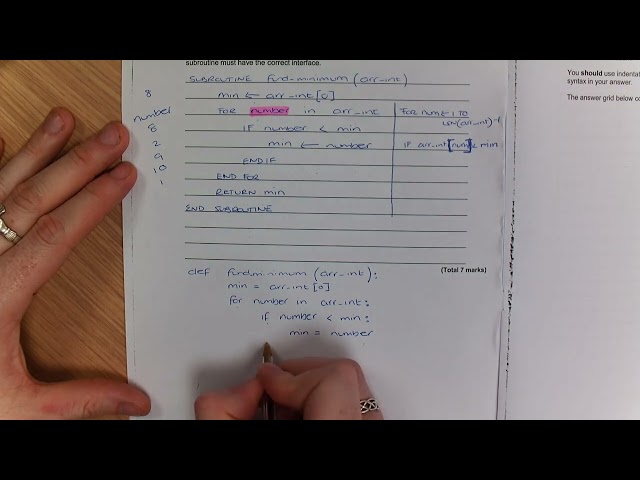 GCSE - SUBROUTINES QUESTION - WALK THROUGH - AQA - PART2
