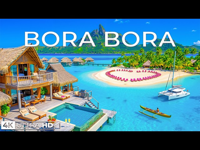 Bora Bora 4K Drone Footage | Overwater Bungalows, Turquoise Lagoon & Stunning Island Views