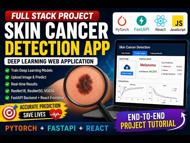 Build a Full Stack Deep Learning Skin Cancer Detection App | PyTorch + FastAPI + React + CNN Models