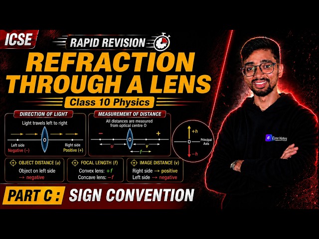 REFRACTION THROUGH A LENS (Class 10 ICSE) Part C | Theory | Numericals | PYQs also covered