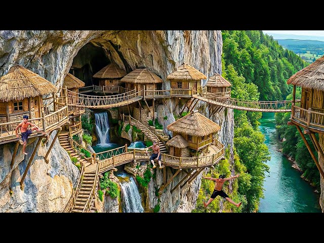 150 Days Building a Hanging House Complex on a Dangerous 100m High Cliff Using Primitive Tools