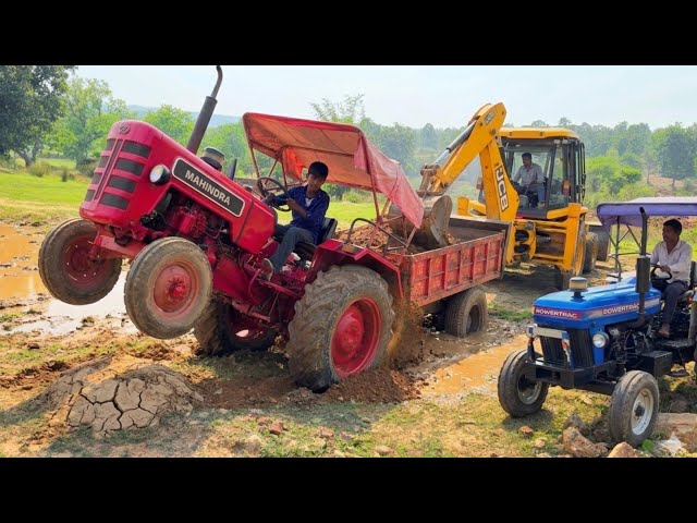 New JCB 3dx Loading Mud in Mahindra 275 Powertrac 434 Tractor Trolley | Heavy Tractor Loading Video