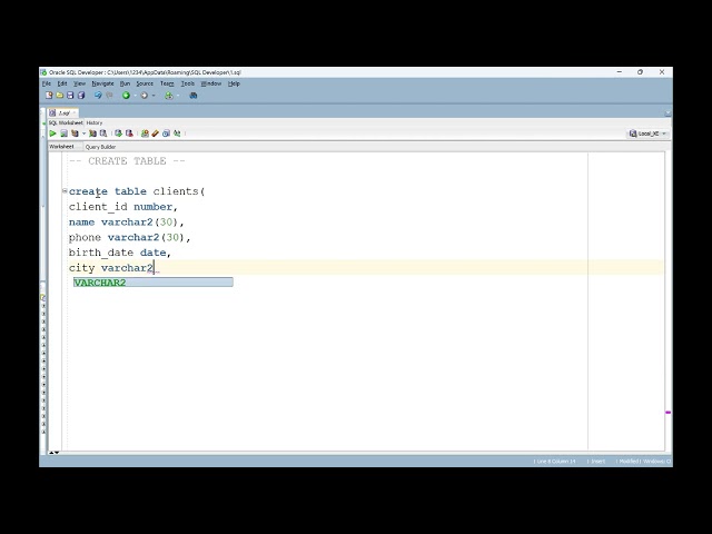 Create Table in SQL