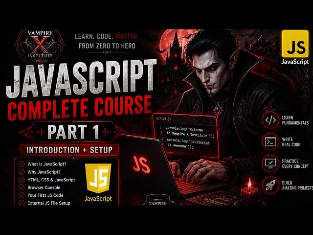 JavaScript Complete Course 2026 | Part 1: Introduction & Setup | Vampire X Institute