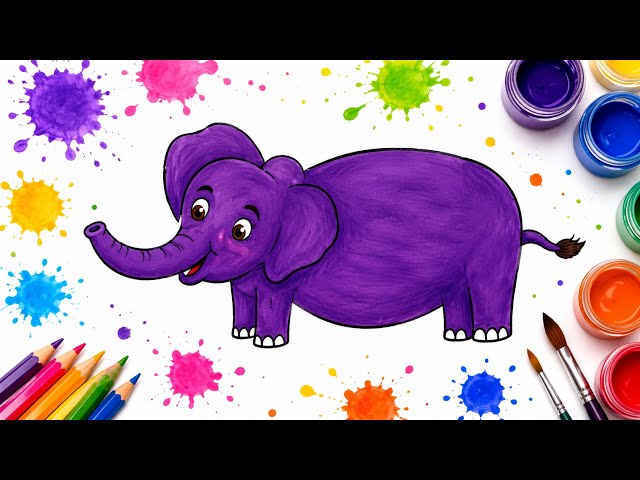 Elephant Painting Step by Step 🐘🎨