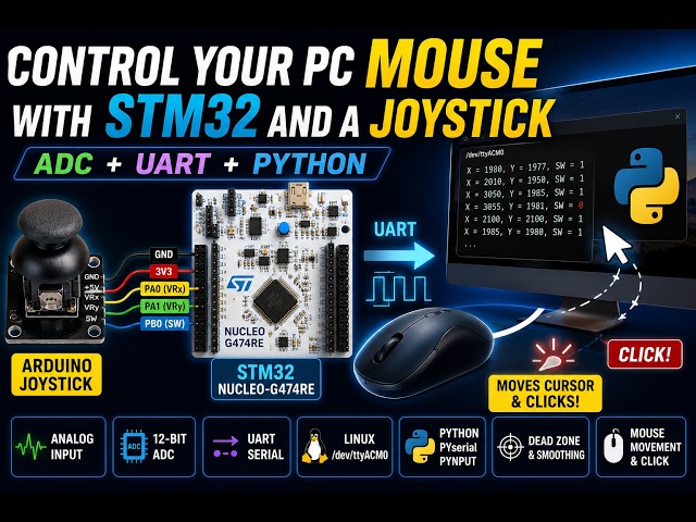 Control Your PC Mouse with STM32 and a Joystick | ADC + UART + Python