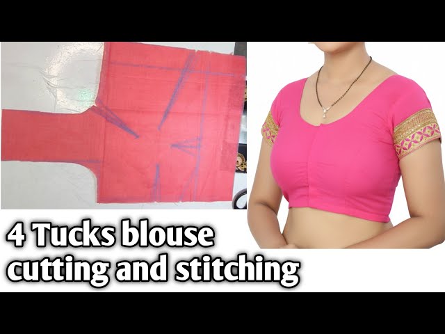 4 Tucks blouse cutting करने का सही तरीका /36" perfect 4 Tucks blouse cutting/ Belt blouse ki cutting