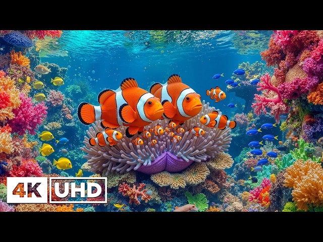 AQUARIUM 4K (UHD) 🐠 Explore Vibrant Marine Beauty & Peaceful Underwater Views | Deep Sleep Music