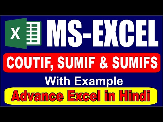 How to use Countif, Sumif & Sumifs Formula in Microsoft Excel with example in Hindi | #excelinhindi