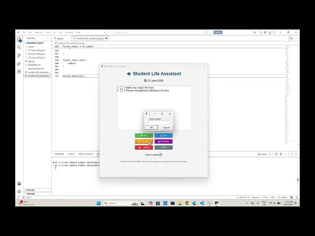 Student Life Assistant | Python Tkinter Productivity Application | Project Demo