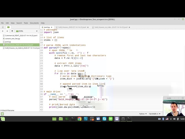 Coding JSONL to Python dictionary parser