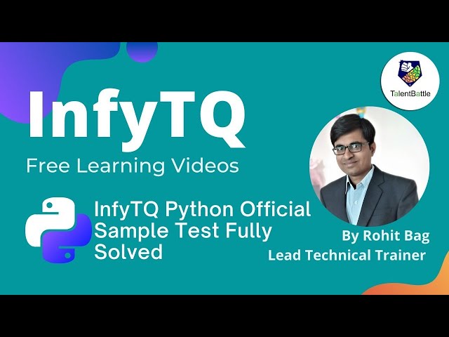 InfyTQ Python MCQs Solved! Free InfyTQ Study Videos for 2023 Batch by Talent Battle