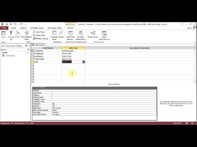 Microsoft Access 2013/2016 pt 1 (Tables)