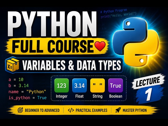 Python Full Course❤️ | Variables & Data Types | Lecture 1
