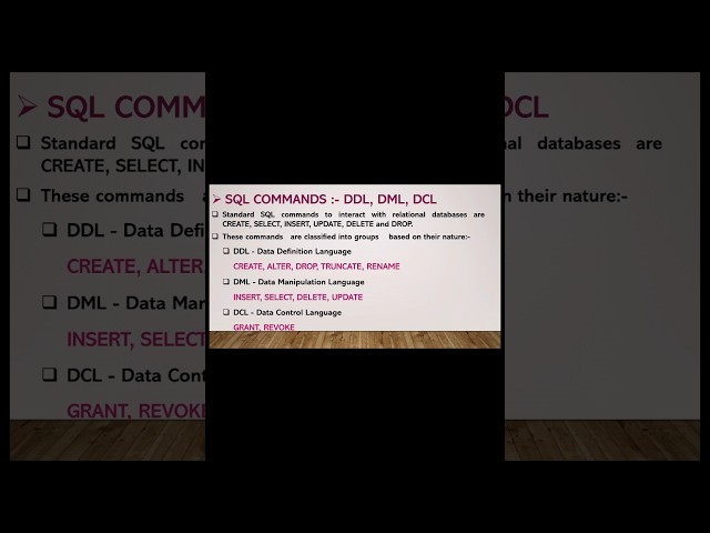 SQL commands | DDL | DML | DCL | Introduction to Oracle |ORACLE SQL*PLUS |Creative Notes #sql#oracle