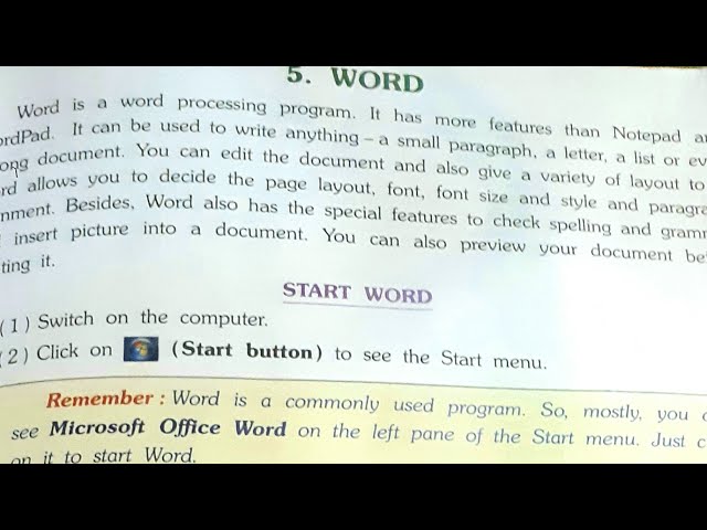 5. Word /  Question answer / 5th standard / Computer...