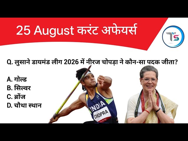 25 August 2026 Current Affairs Today | Today Current Affairs | Daily Current Affairs |Current GK